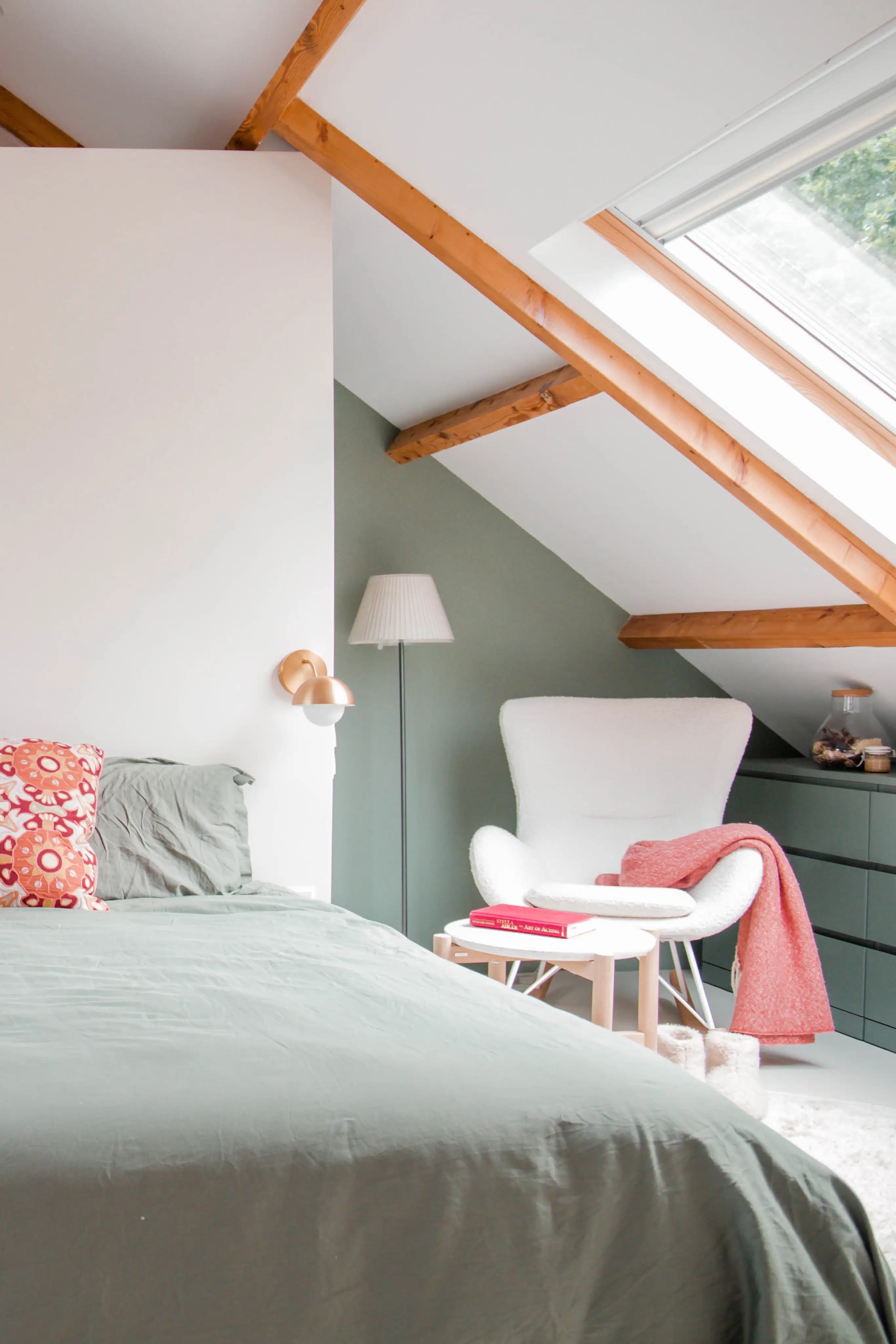Tasteful Attic transformation bedroom corner