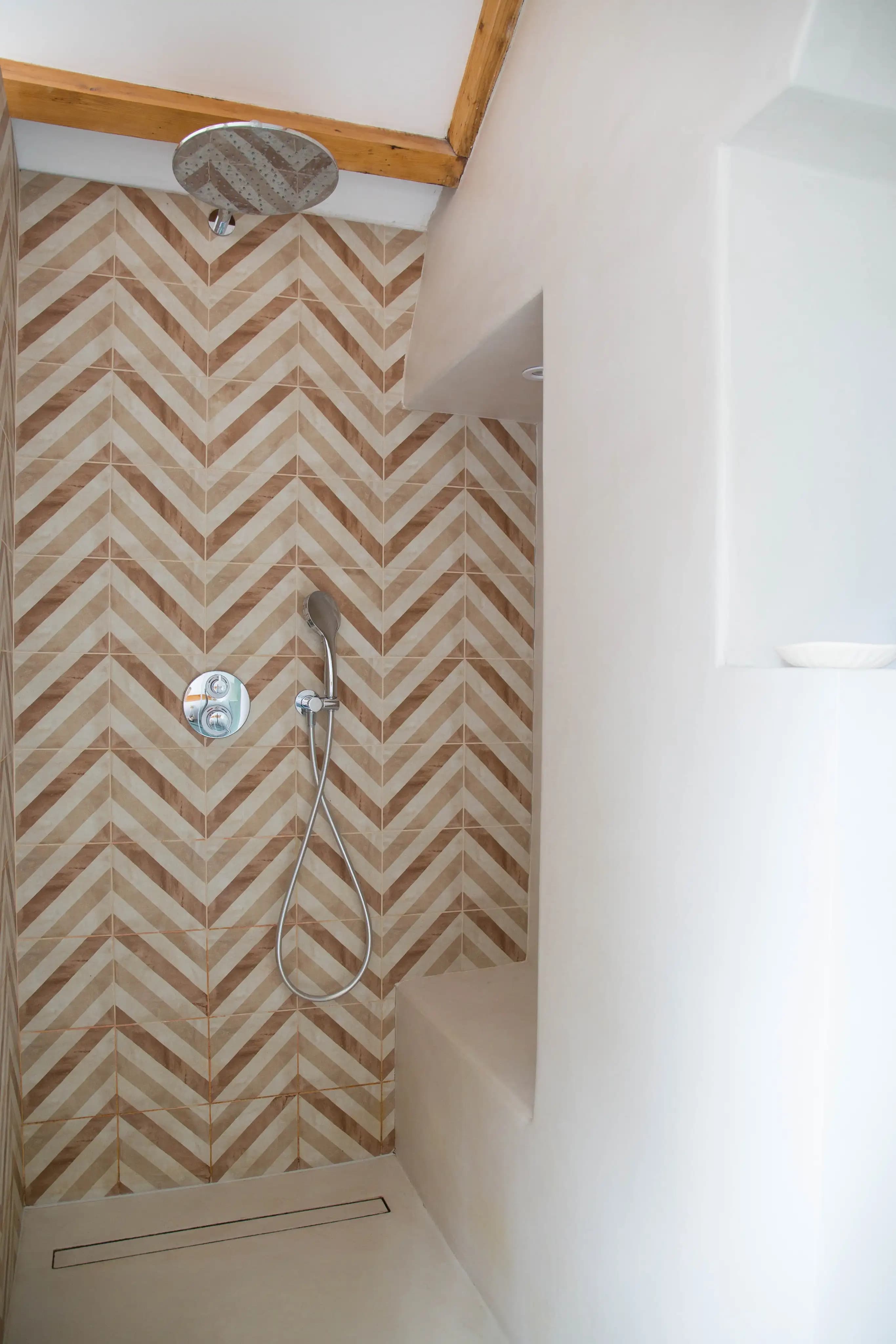 Tasteful Attic transformation shower detail