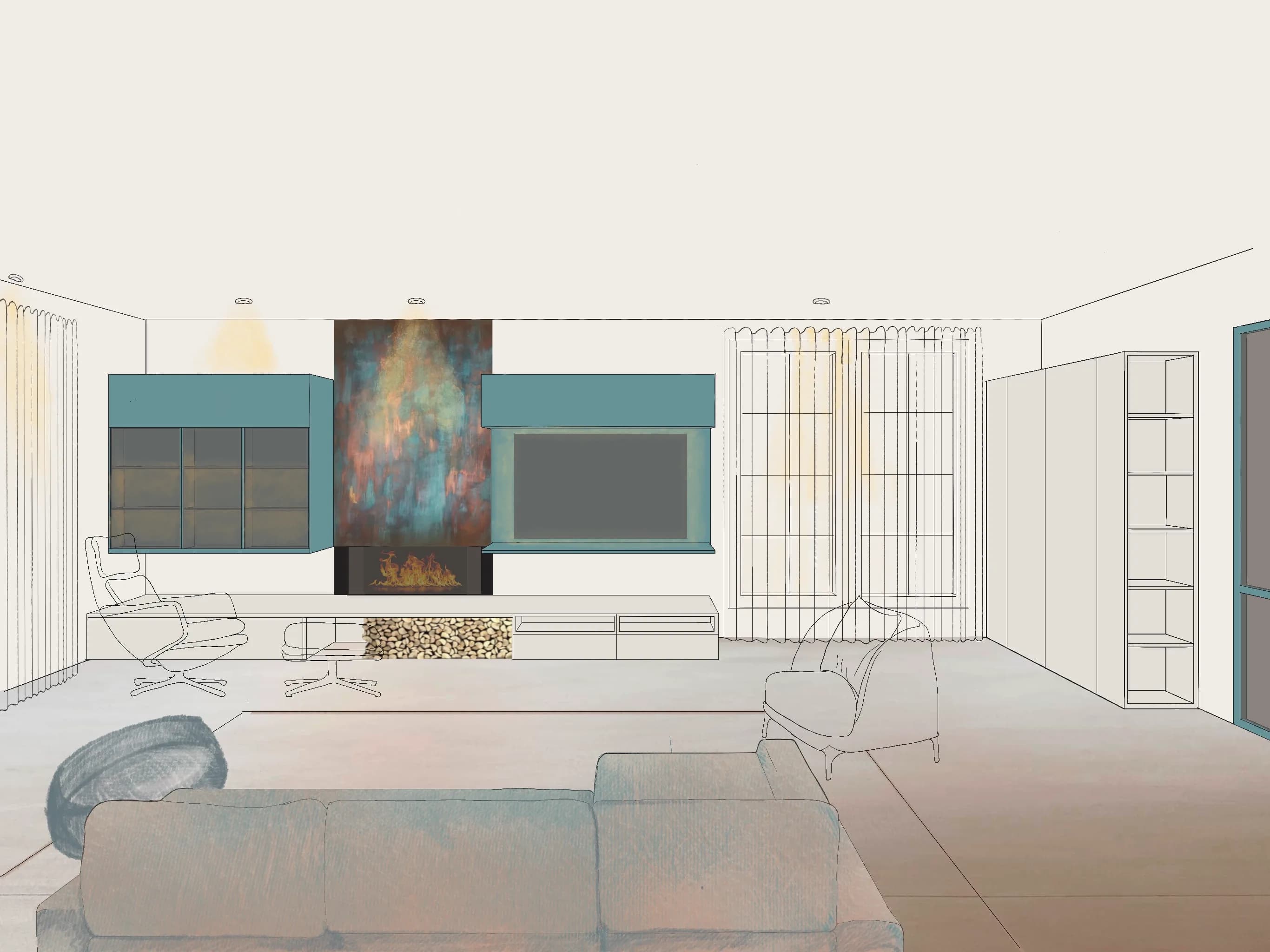The Bohemian Hearth living room visualisation